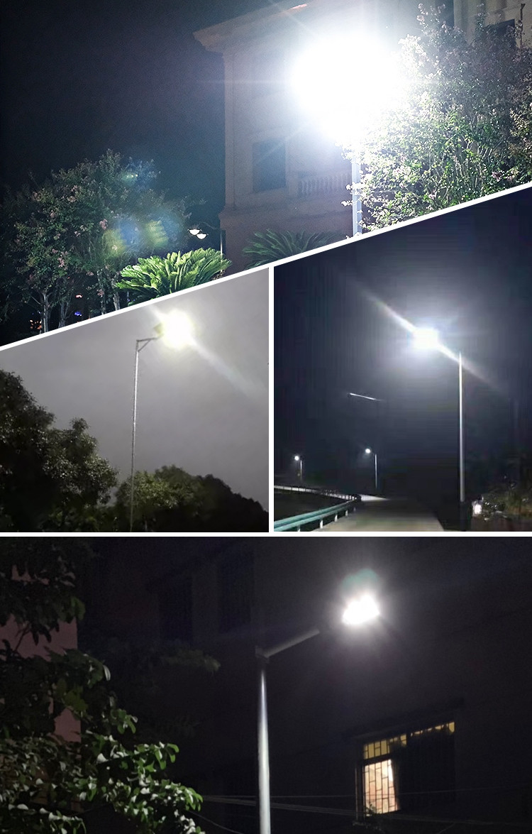 Bright streetlights illuminating dark surroundings
