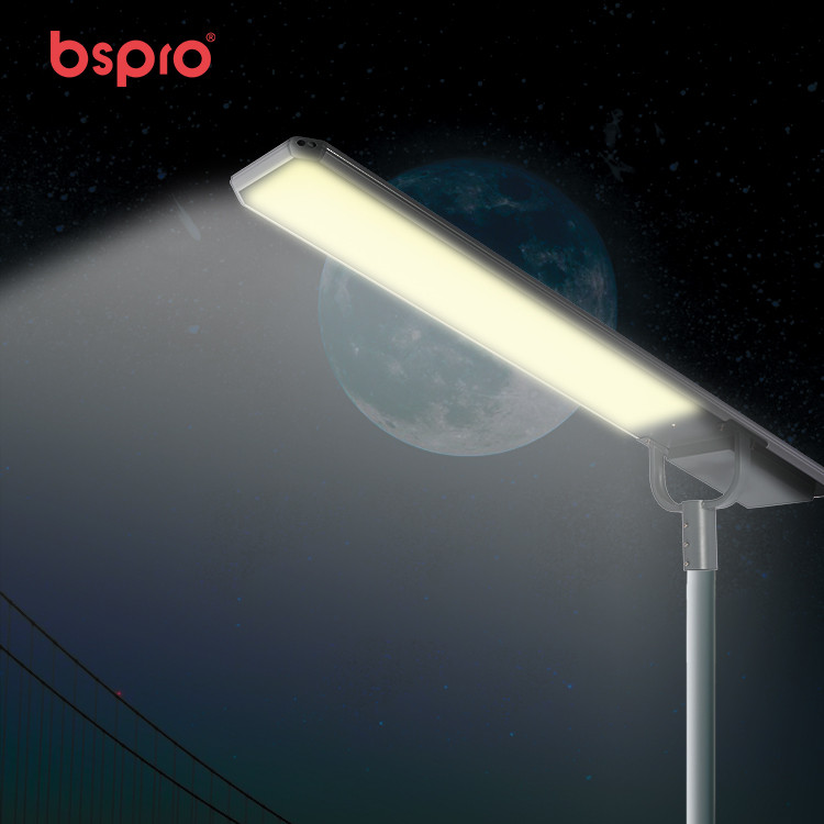 Solar streetlight illuminating dark night