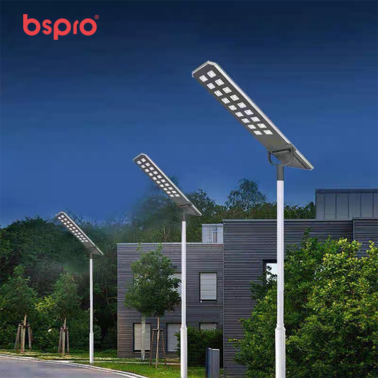 Modern streetlights illuminating a pathway