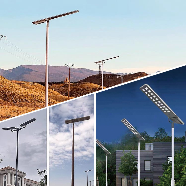 Solar streetlights in various settings