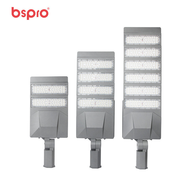 Three LED street lights displayed together