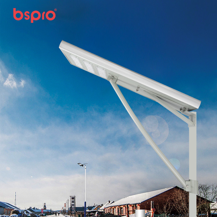 Solar street light against blue sky