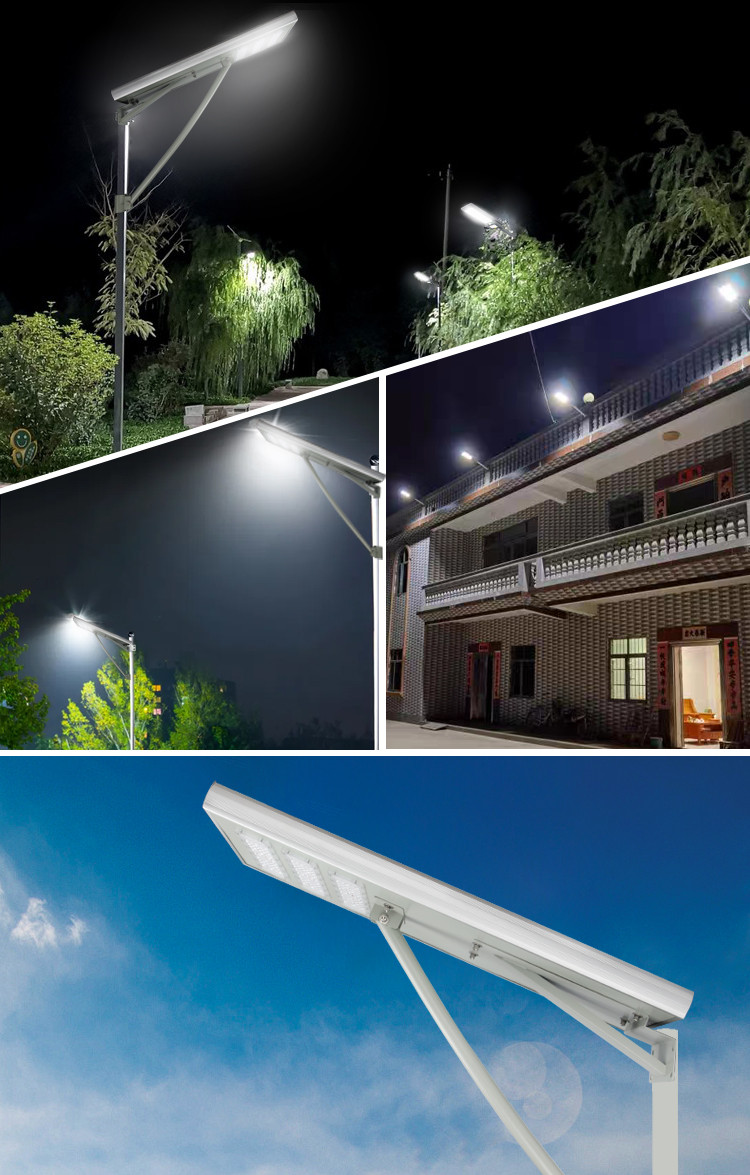 Solar street lights in various settings