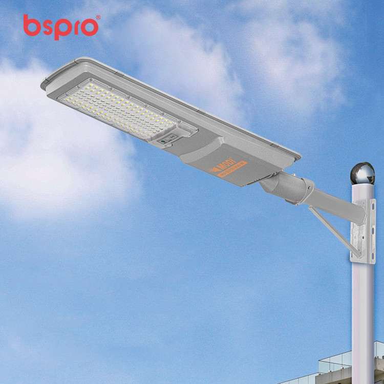 Modern streetlight against blue sky