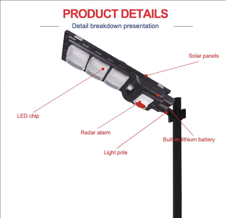 Solar-powered LED light with features