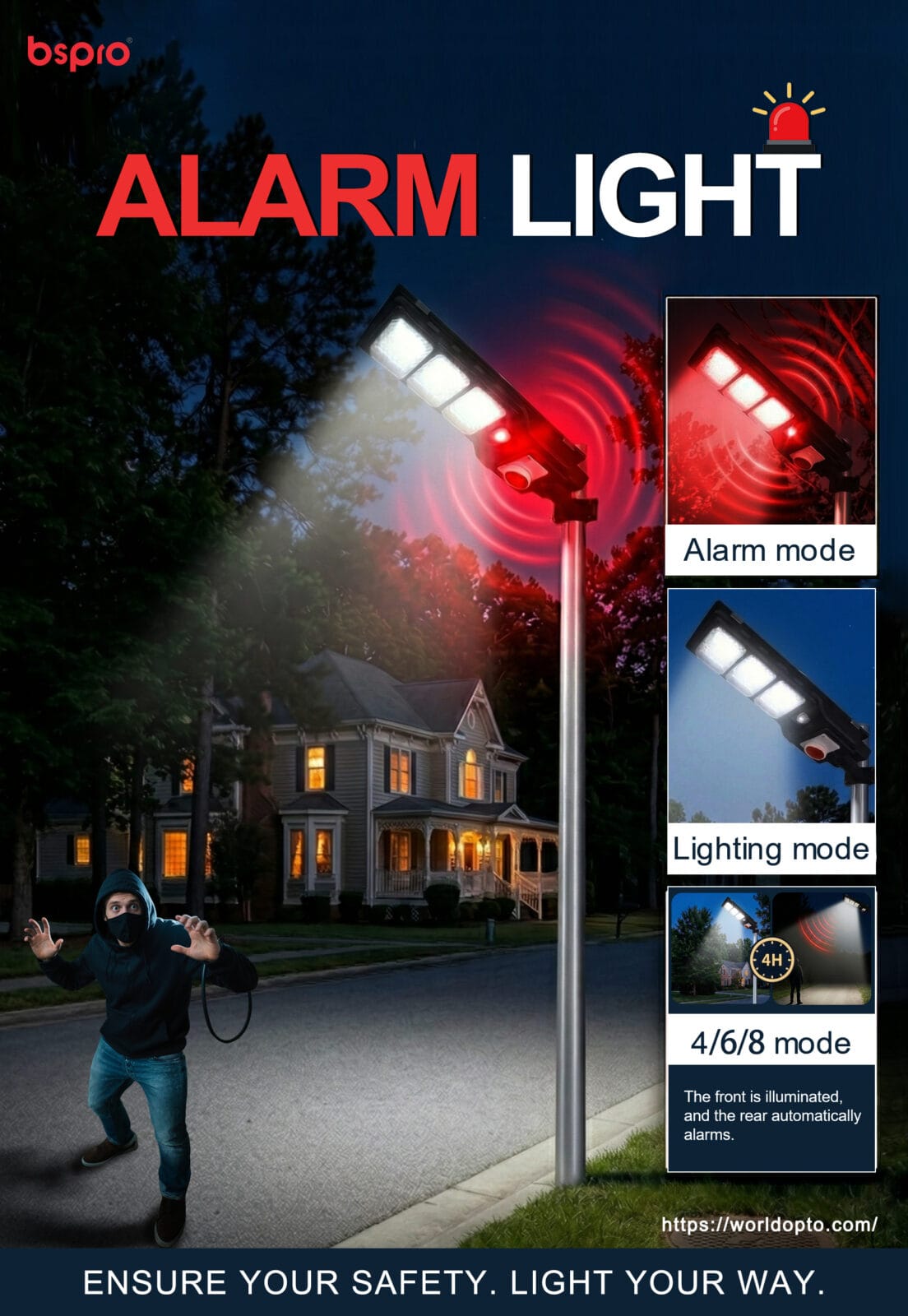 Alarm light with security features