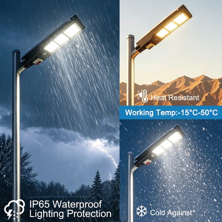 LED streetlight in various weather conditions