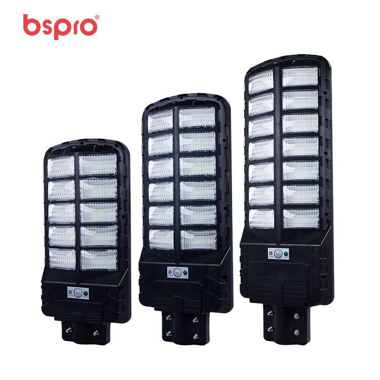 Three LED street lights in black