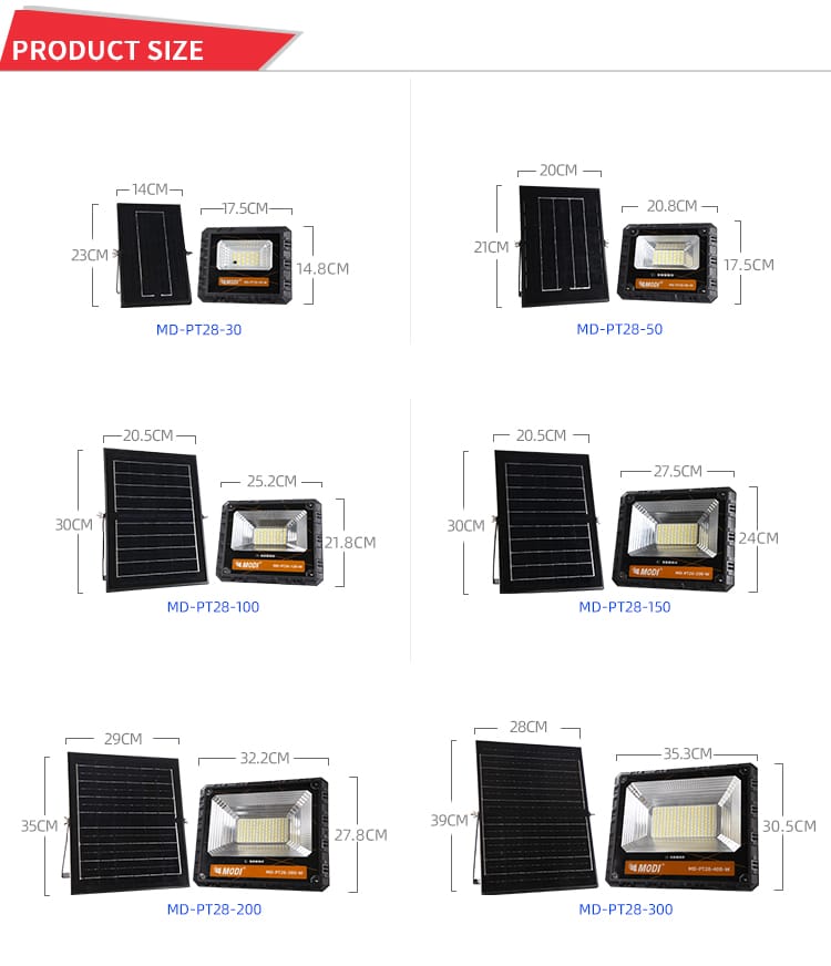 MD-PT28 Solar Flood Light Outdoor Waterproof 50W 80W 120W 200W 300W 400W IP65 LED | bspro Solar Flood Light Outdoor Waterproof 50W 80W 120W 200W 300W 400W IP65 LED MD-PT28 solar flood light parameter