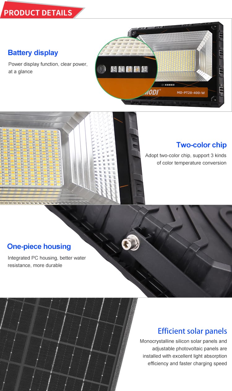 MD-PT28 Solar Flood Light Outdoor Waterproof 50W 80W 120W 200W 300W 400W IP65 LED | bspro Solar Flood Light Outdoor Waterproof 50W 80W 120W 200W 300W 400W IP65 LED MD-PT28 solar flood light details