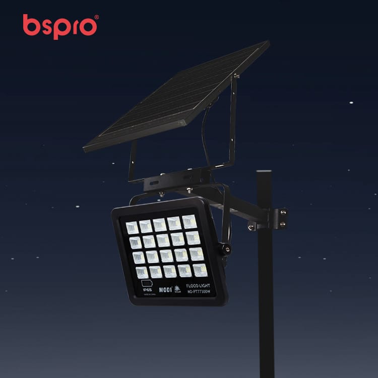 Solar-powered floodlight with panel
