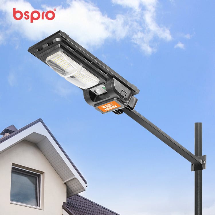 Solar street light mounted on pole