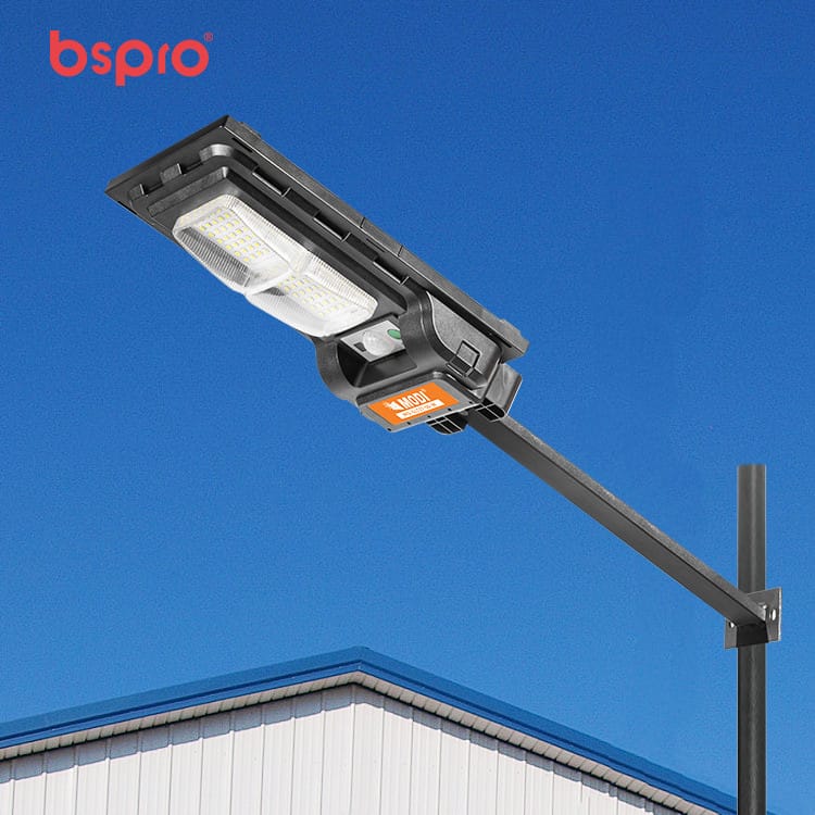 Solar street light against blue sky