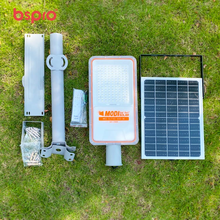 Solar light kit components on grass