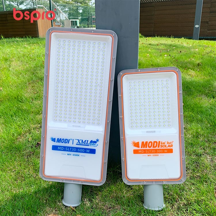 Two solar LED street lights displayed