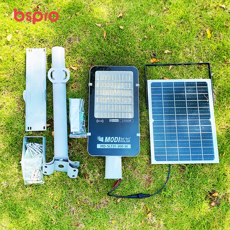 Solar light components on grass