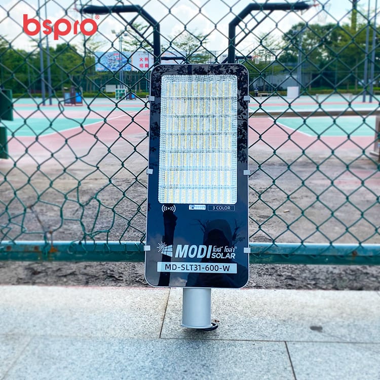 Solar streetlight near sports court