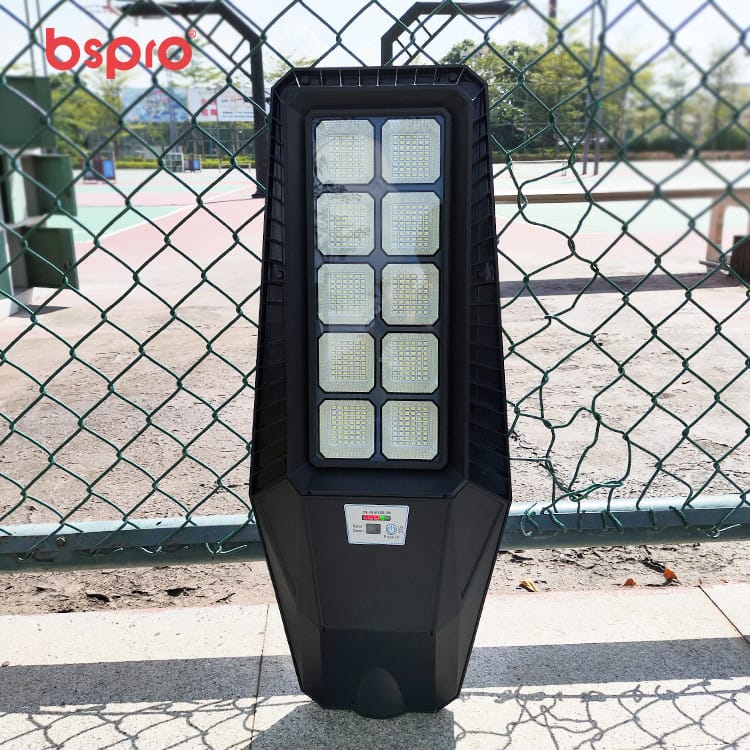 LED floodlight mounted on fence