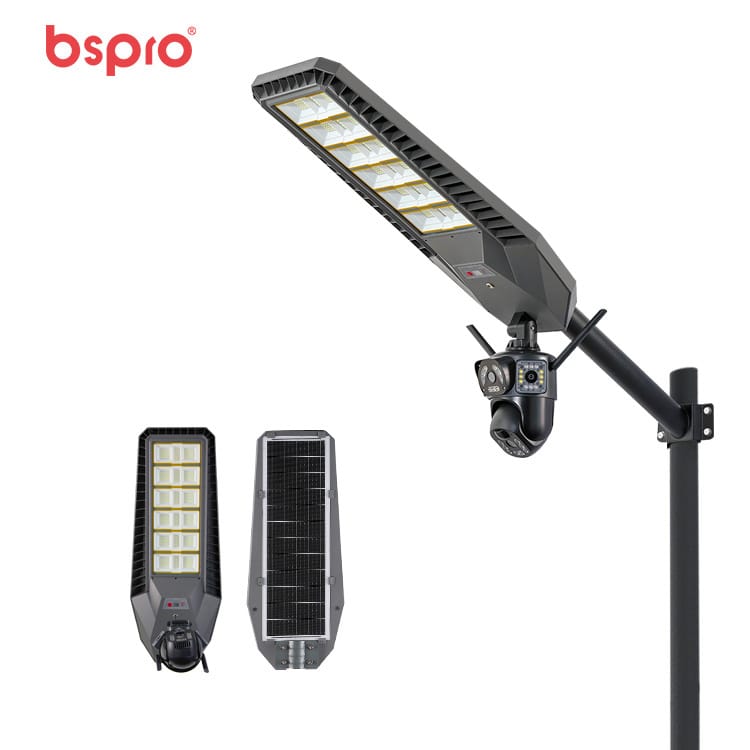MD-SLT85-JK Solar Street Light All in One 4G Camera Three Units White Background