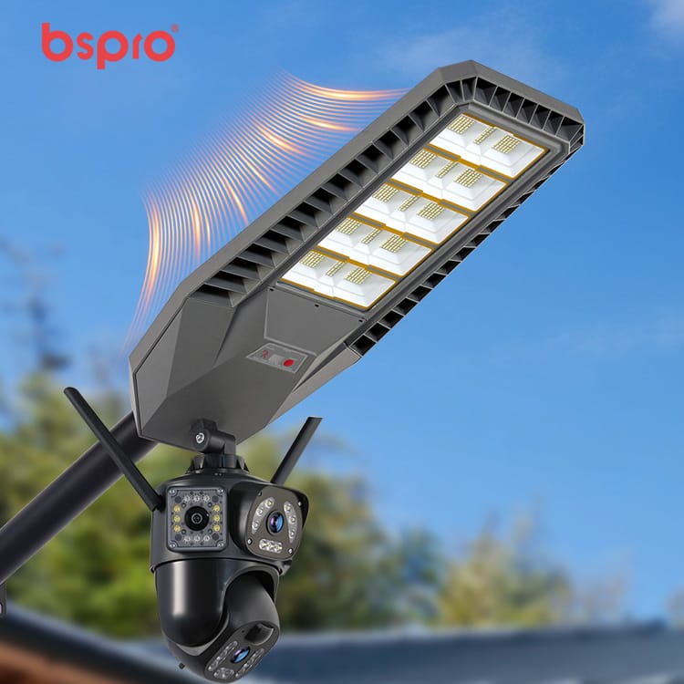MD-SLT85-JK Solar Street Light All in One 4G Camera Single Unit Light On Close-up