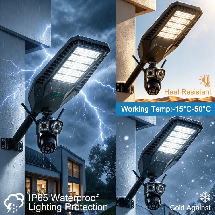 MD-SLT85-JK Solar Street Light All in One 4G Camera IP65 Waterproof Heat Resistant Cold Against -15 to 50 Celsius