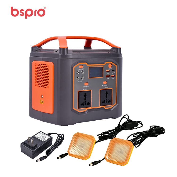 Portable power station with lights
