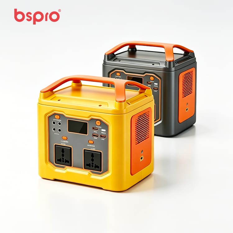 Two portable power stations, yellow and gray