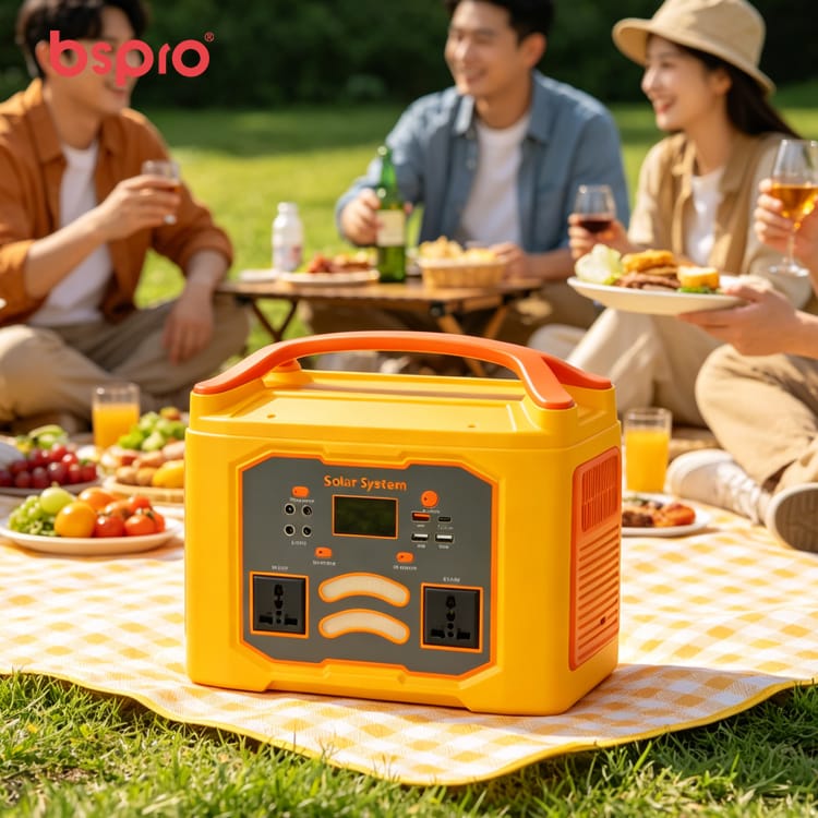 Portable solar power station outdoors