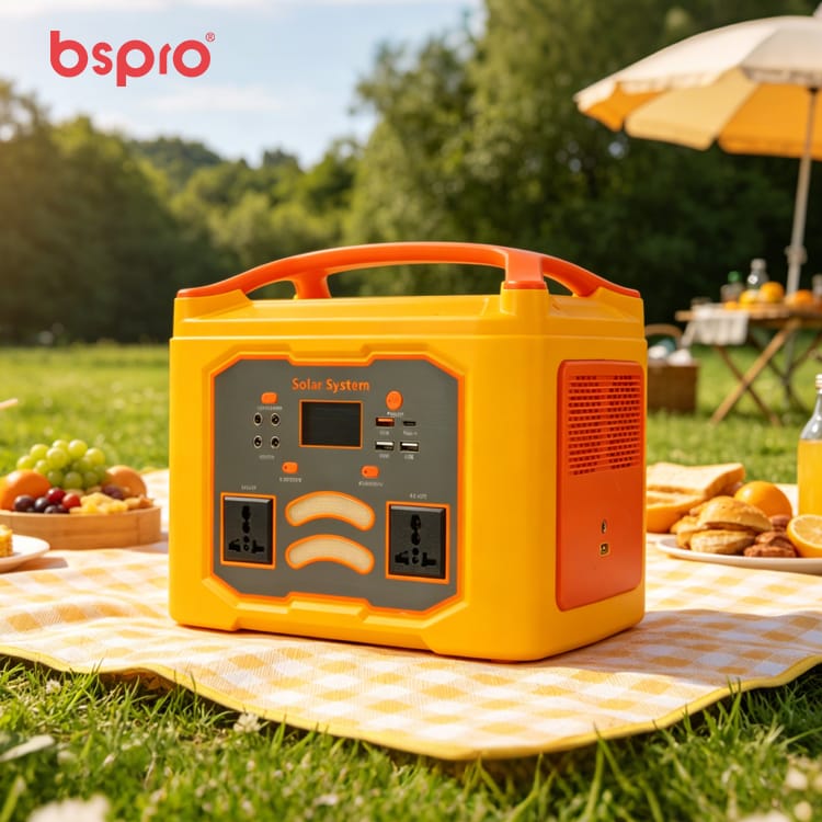 Portable solar power generator outdoors
