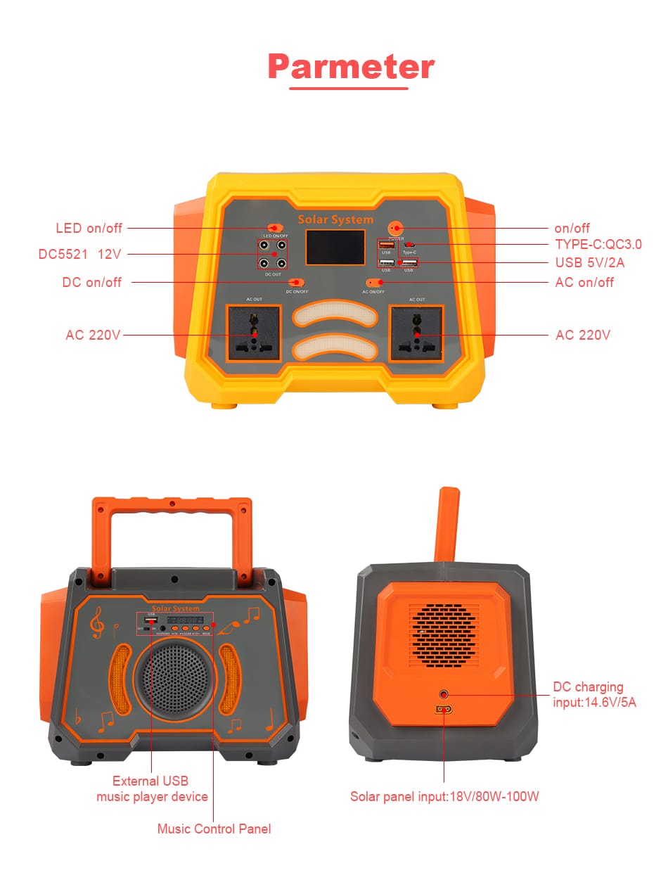 BS-BPV15-256WH-300W-2 portable solar power station features