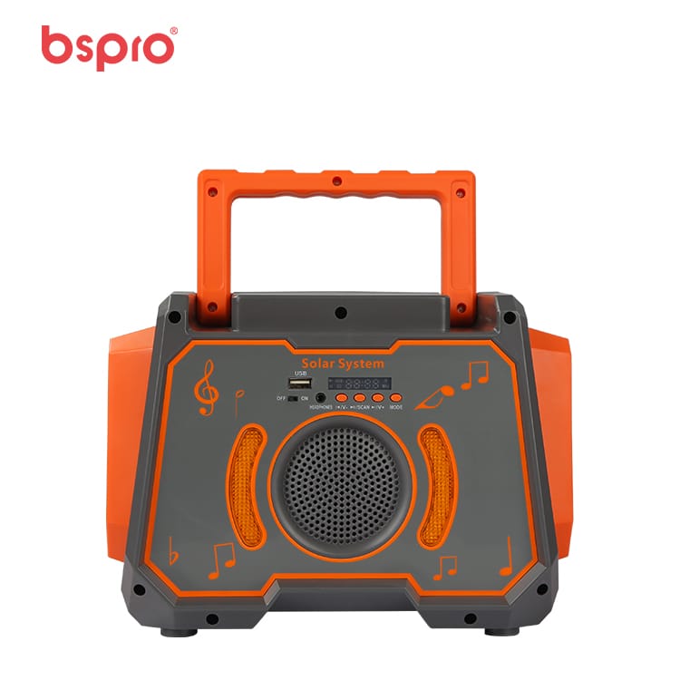 Portable solar-powered speaker with handle