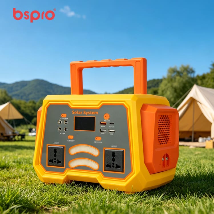 Portable solar power generator outdoors