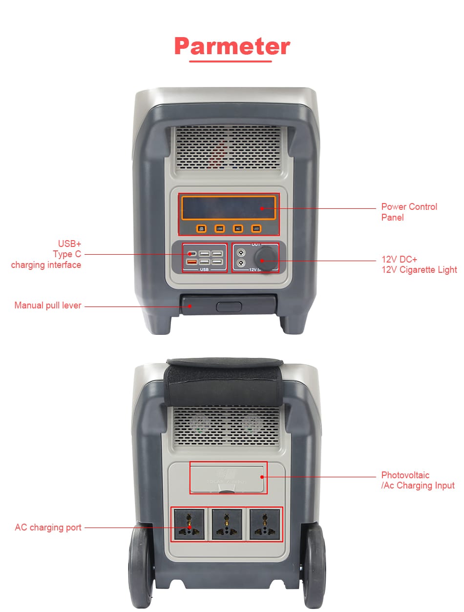 BS-BPV17-3072WH-3000W-2 3000W Portable Solar Power Station LiFePO4 3072Wh Pure Sine | bspro portable solar power station BS-BPV17-3072WH-3000W-2 portable solar power station features