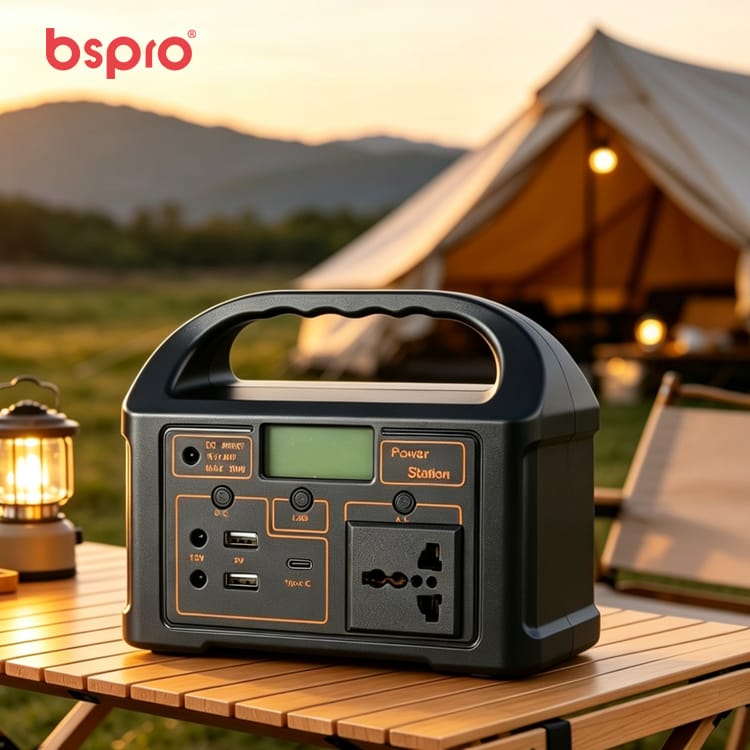 Portable power station outdoors at sunset