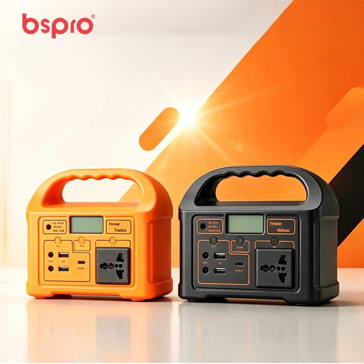 Two portable power stations, orange and black