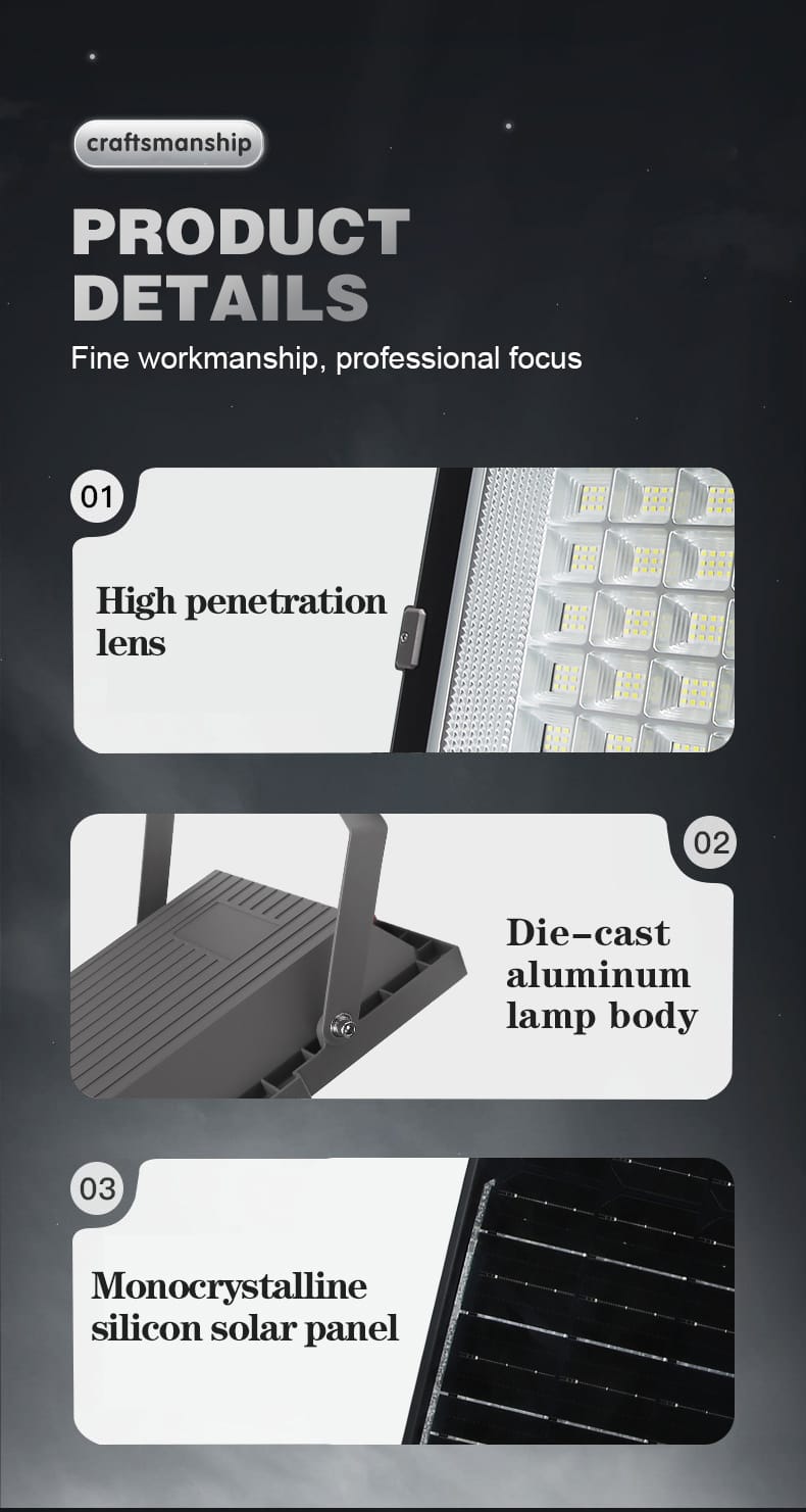 V-FLT24 solar flood light product details IP65 aluminum housing